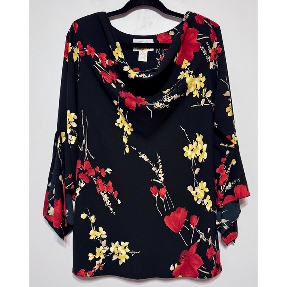 Freestyle Tops - Vintage Y2K Freestyle Witchy Floral Blouse‎ Size Medium Whimsigoth Dark Romantic